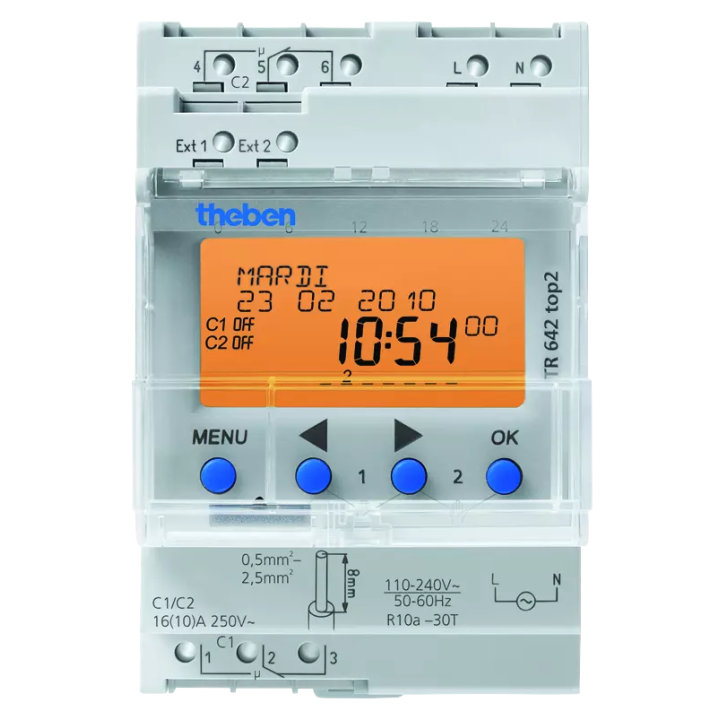 Interrupteur horaire digital annuel 2 c 230v