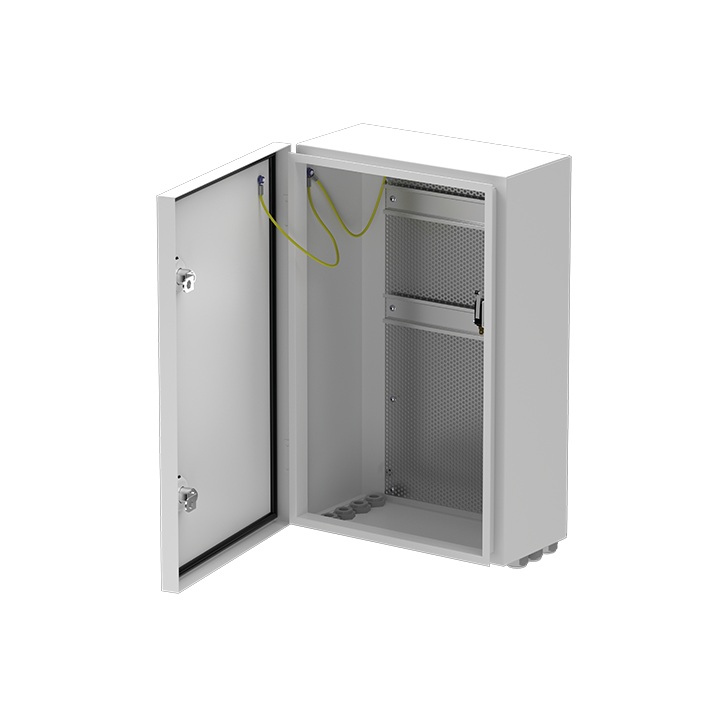 COFFRET VIDE IP66 GRAND MODELE AVEC RAIL+GRILLE PERFOREE