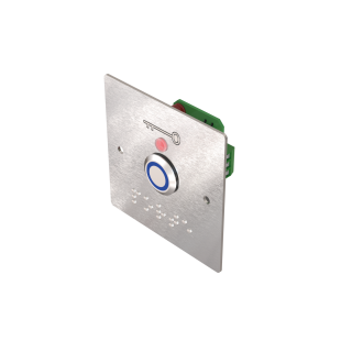 BOUTON POUSSOIR  80x80x35/norme PMR/lumineux bleu/pot encastre*