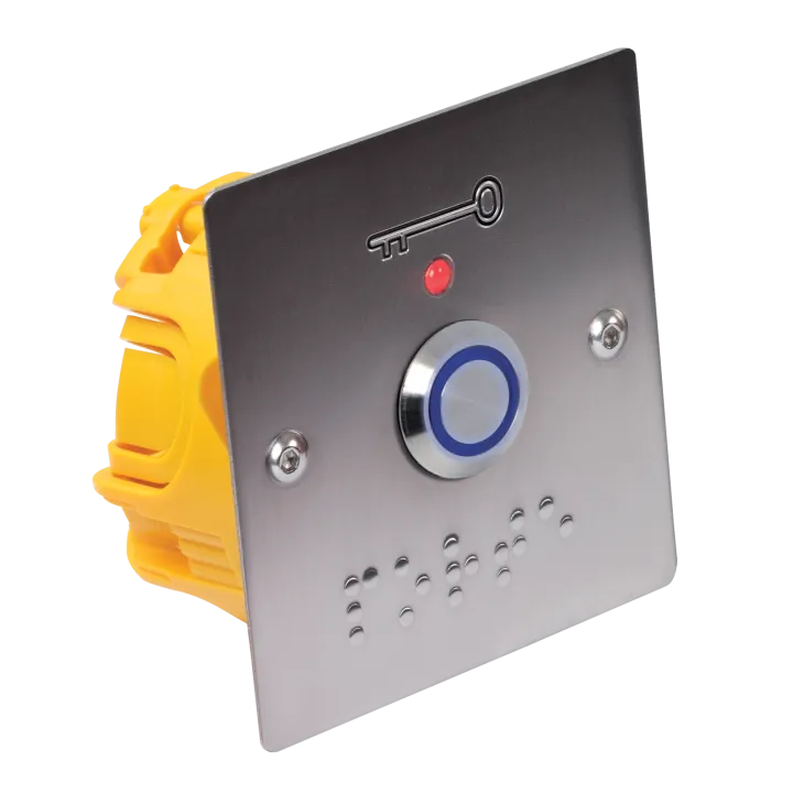Bouton Poussoir 80X80X35/Norme Pmr/Lumineux Bleu/Pot Encastre