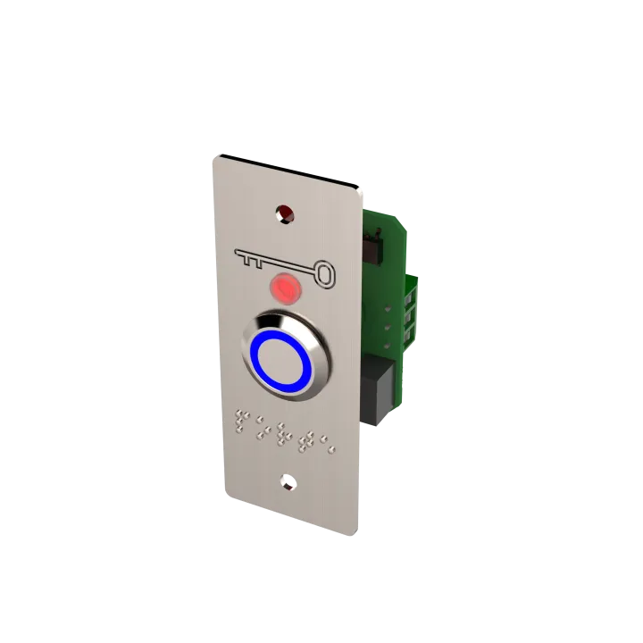 Bouton Poussoir Lumineux Bleu Avec Plaque D'Encastrement Étroite