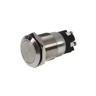 Bouton Poussoir Inox 19 Mm, No+Nc, Bornier À Vis