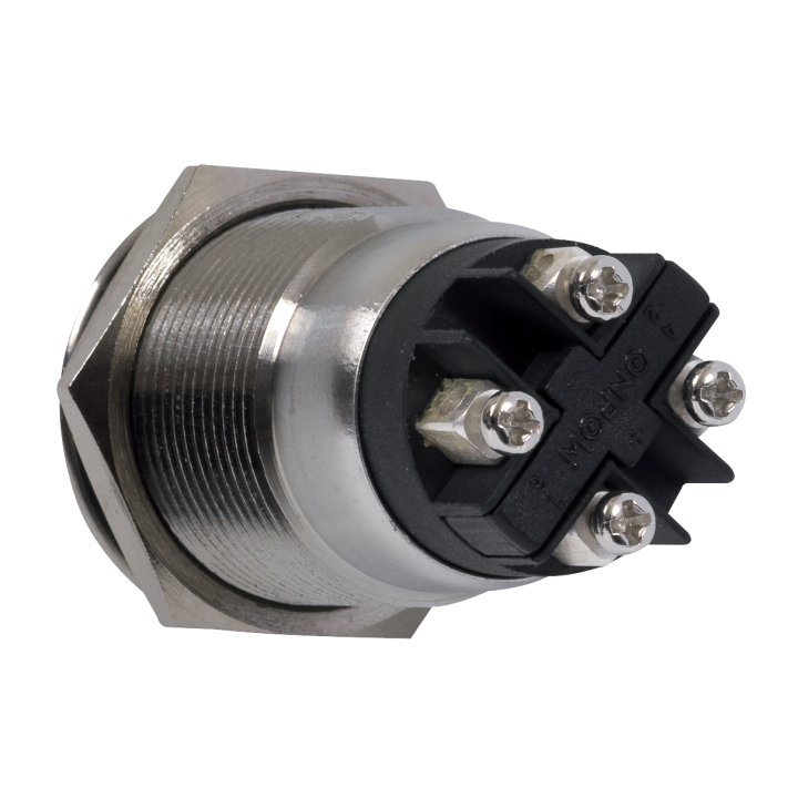 Bouton Poussoir Inox 19 Mm, No+Nc, Bornier À Vis