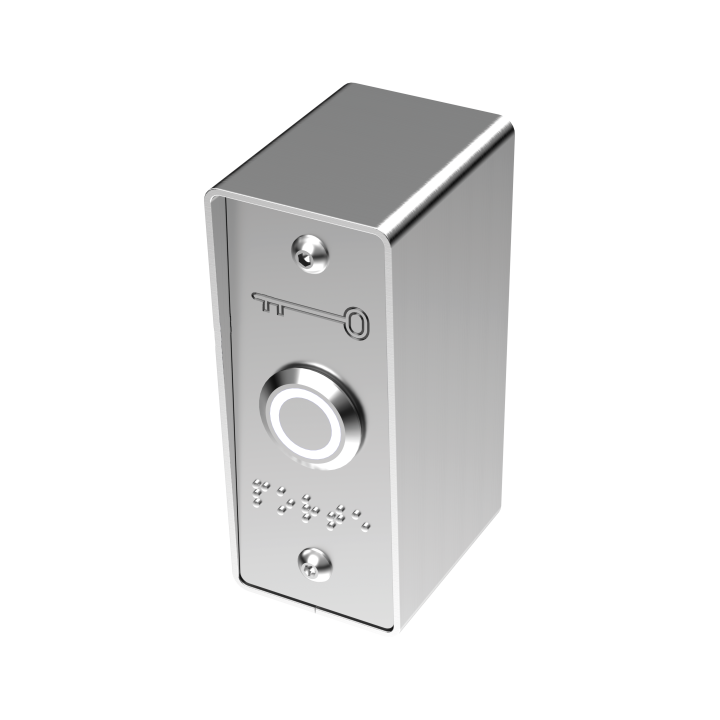 Bouton Poussoir Inox Vert/Blanc+Plaque Etroite Et Boitier De Mise En Applique