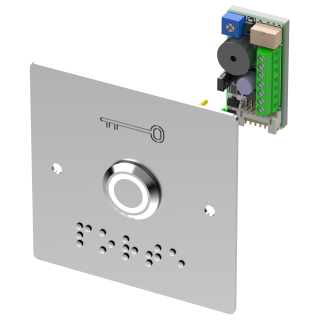 BOUT POUSSOIR+plaq encast.et braille porte LED V/B+Buzzer Tempo*