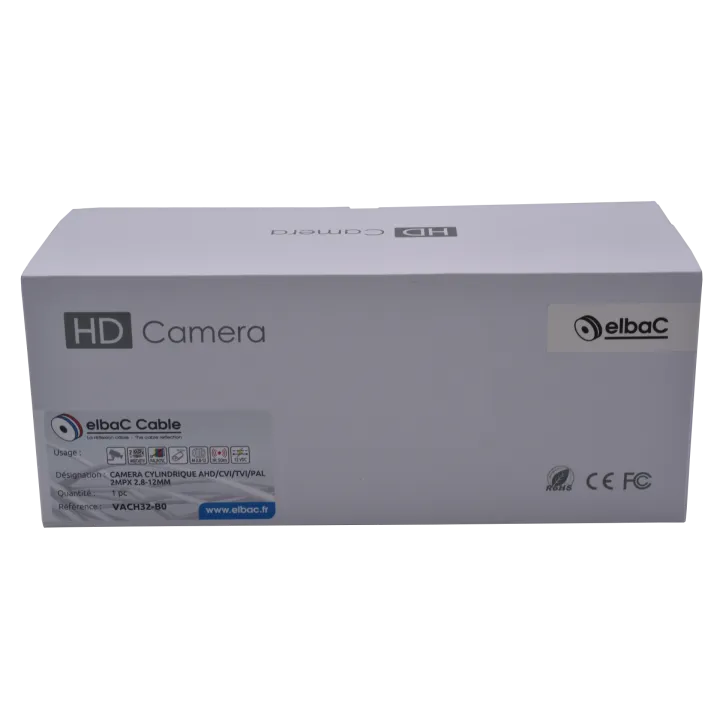 Caméra Cylindrique Ahd/Cvi/Tvi/Pal 2Mpx 2.8-12Mm Boîte 1 Pc