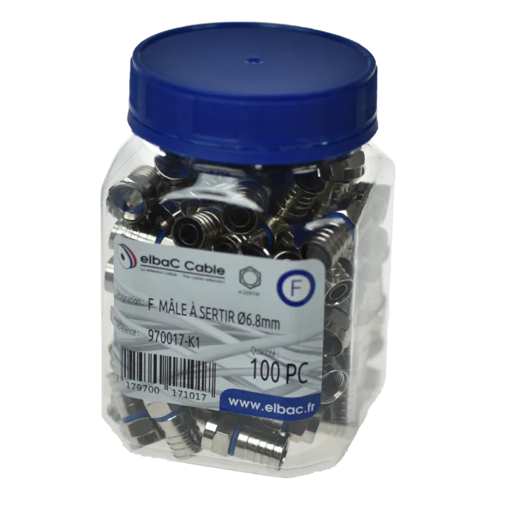 Connecteur F Male A Sertir Ø6.8Mm Boîte 100 Pc