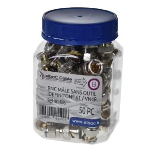 Bnc Male Compr. Sans Outil Idef61 Boîte 50 Pc