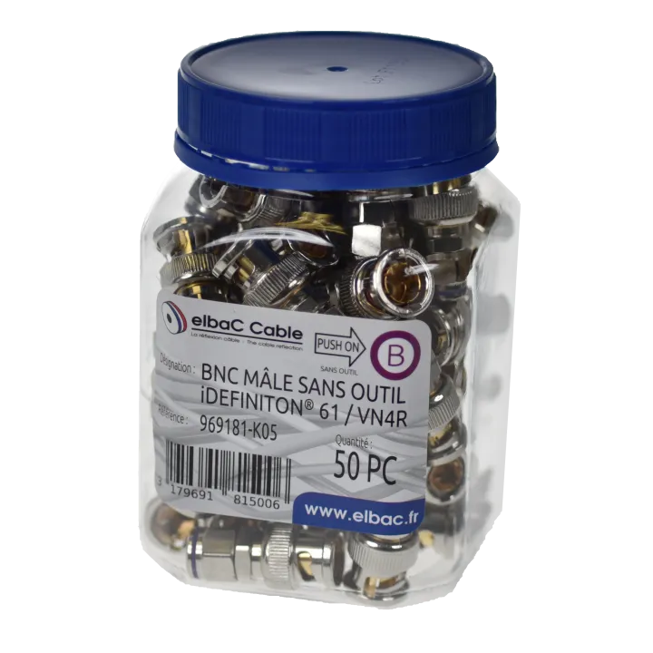 Bnc Male Compr. Sans Outil Idef61 Boîte 50 Pc