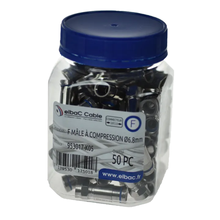 Fiche F À Compression Pour Câble 68 Mm Boîte De 50Pc
