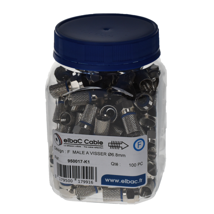 CONNECTEUR F MALE A VISSER Ø6.8mm Boite 100 PC
