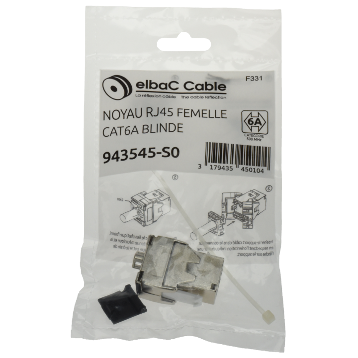 NOYAU RJ45 FEMELLE CAT6A BLINDE Sachet 1 PC