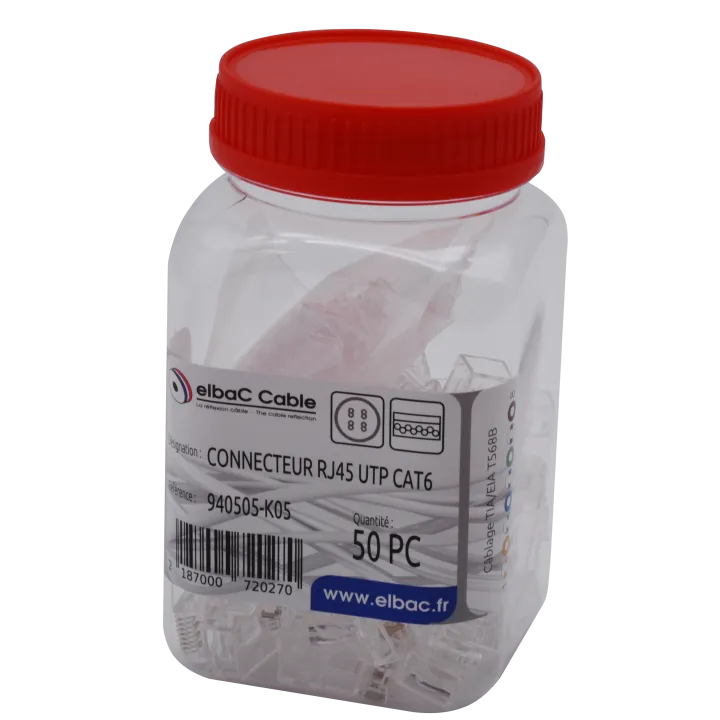Connecteur Rj45 Utp Cat6 Boîte 50 Pc