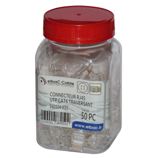 CONNECTEUR PLUG RJ 45 UTPcat.6 traversant 940504  la boite de 50