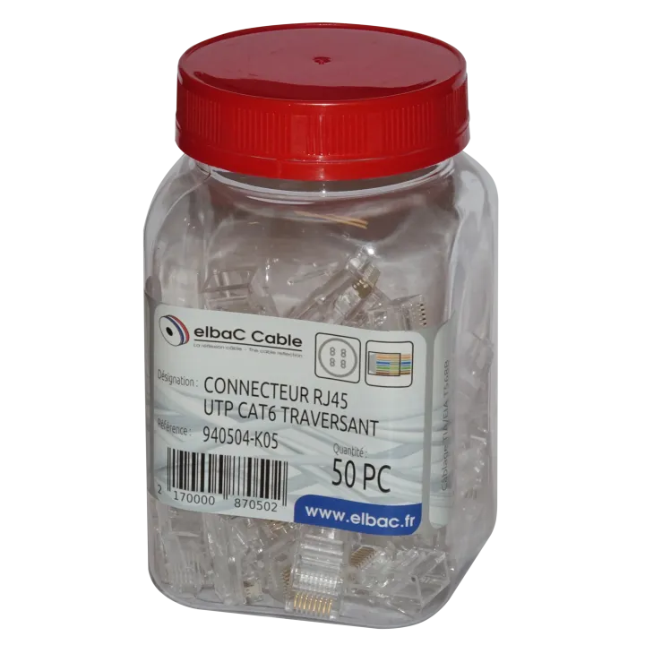 Connecteur Plug Rj 45 Utpcat6 Traversant 940504 La Boîte De 50