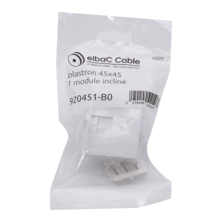 Plastron 45X45 1 Entrée Rj 45 Incliné + Volet