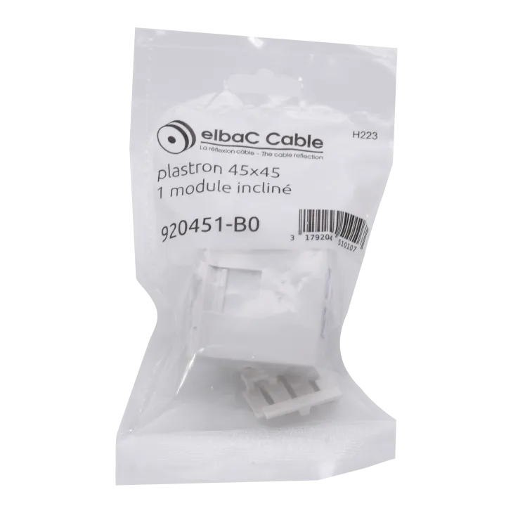 Plastron 45X45 1 Entrée Rj 45 Incliné + Volet