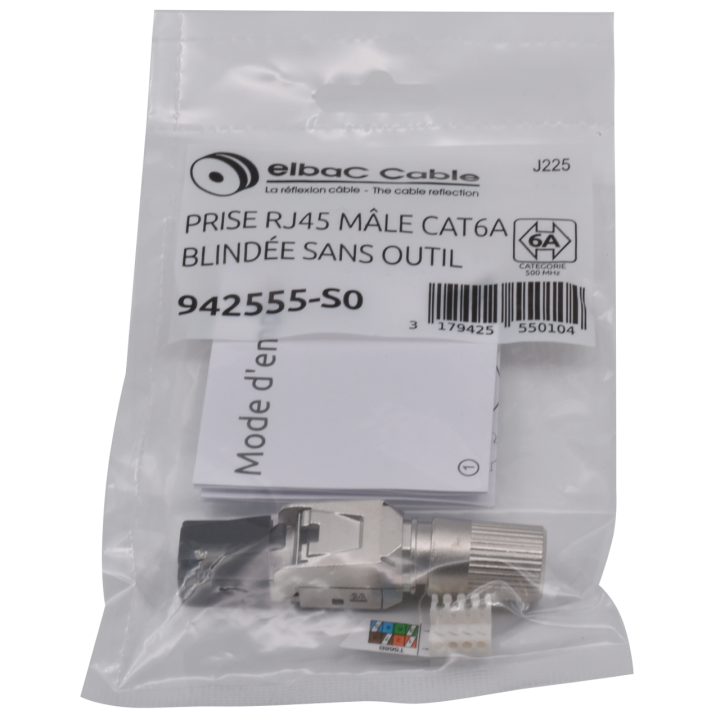 RJ45 CAT6A MALE SANS OUTIL Sachet 1 PC