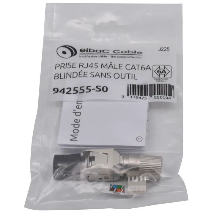 Rj45 Cat6A Male Sans Outil Sachet 1 Pc