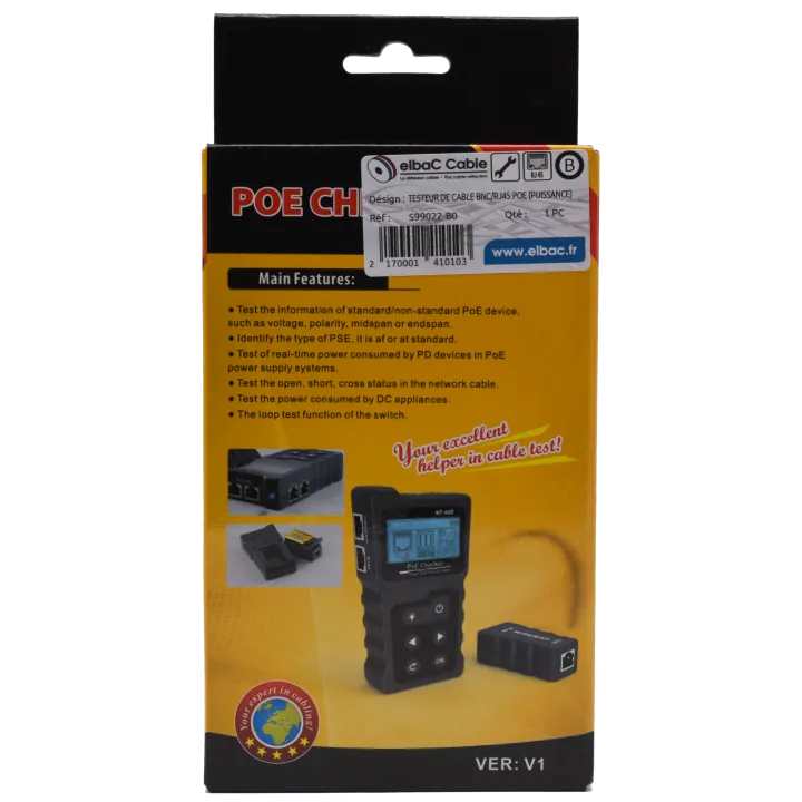 Testeur De Câble Bnc/Rj45 Poe Boîte 1 Pc