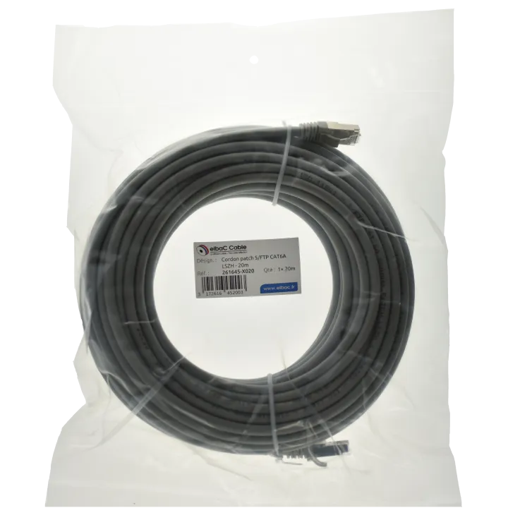 Cordon S/Ftp Cat6A Awg26 Lszh Gris 20M Cordon 1 Pc20M