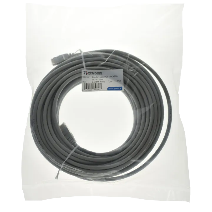 Cordon S/Ftp Cat6A Awg26 Lszh Gris 15M Cordon 1 Pc15M