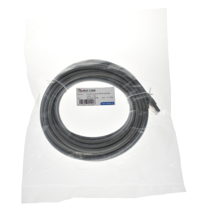 CORDON RJ45 cat6A SFTP  mâle//mâle10m. GRIS
