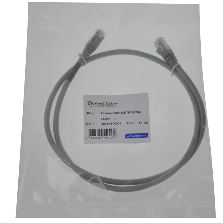 Cordon S/Ftp Cat6A Awg26 Lszh Gris 01M Cordon 1 Pc 1M