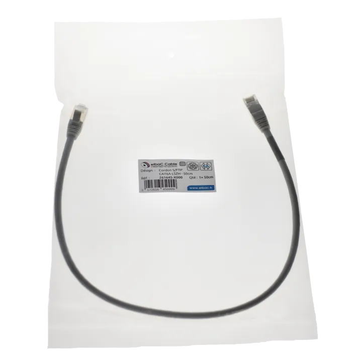 Cordon S/Ftp Cat6A Awg26 Lszh Gris 0.5M Cordon 1 Pc 0.5M