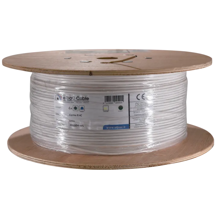 Câble Alarme Rigide 04C Awg24 Scr Bob. Bois 500 M