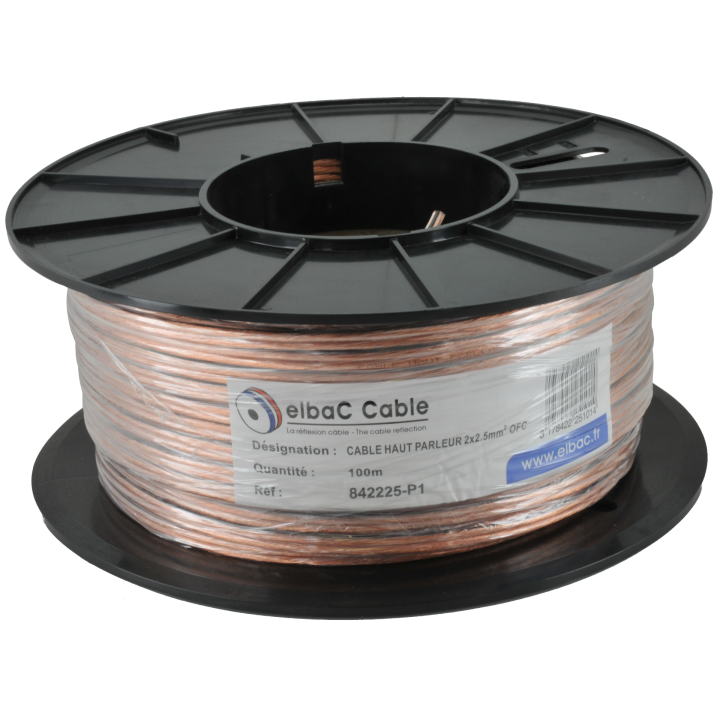 CABLE HP 2 x 2.5mm²  gaine transparente   les 100m.  842225-P1