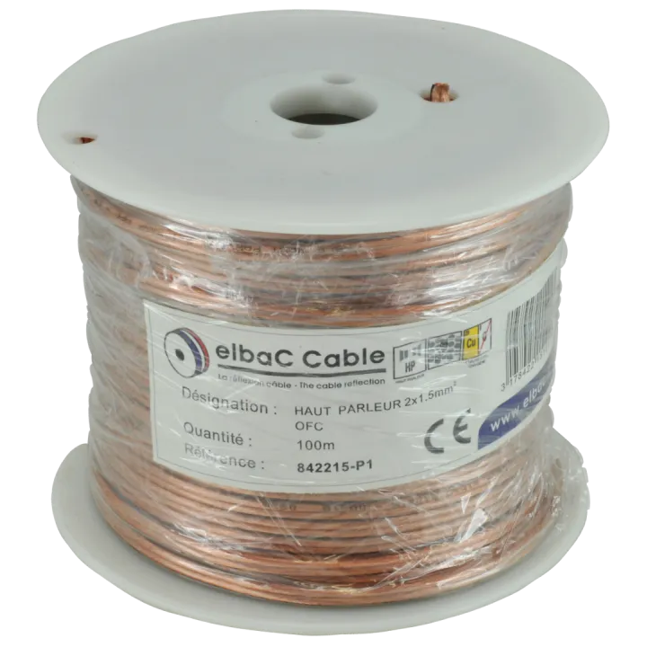 Câble Hp 2×1.5Mm2 Sg Transp Bob. Plas. 100 M
