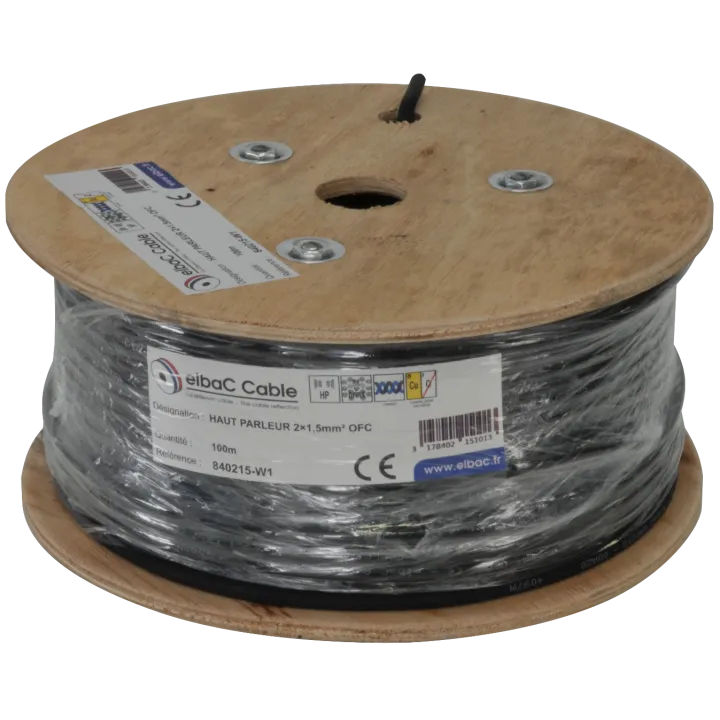 Câble Hp Sono 2 X 15Mm² Rond Noir Le Rouleau De 100M