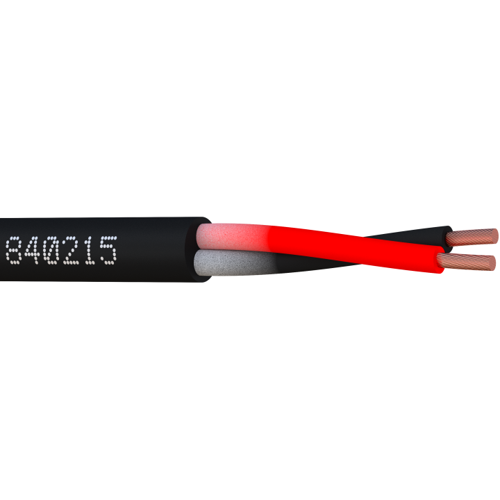 CABLE HP SONO 2 x 1.5mm² ROND  noir le rouleau de 100m