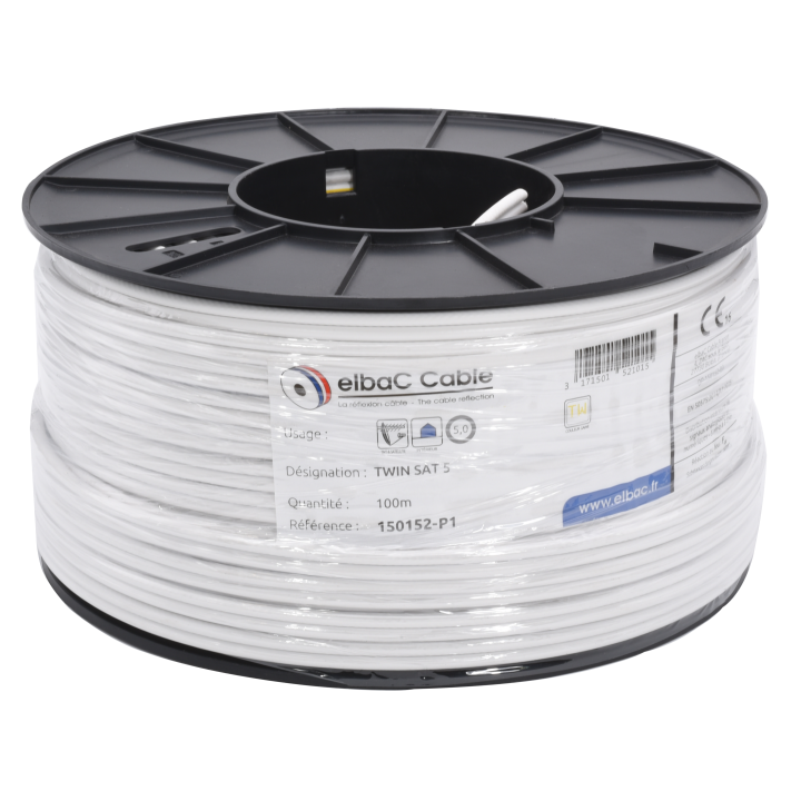 CABLE COAXIAL TWIN 2 x 5mm le rouleau de 100m