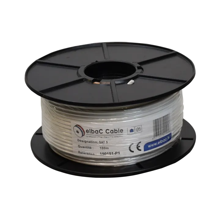 Câble Coaxial 5 Mm Blanc Le Rouleau De 100 M