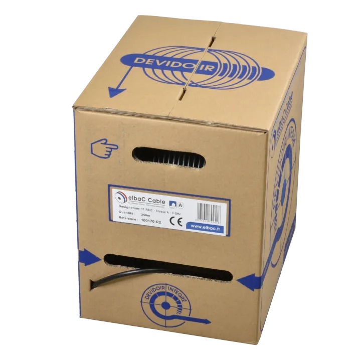 Box Câble Câble Coax 17Patc Classe A Noir Dévidoir 250M