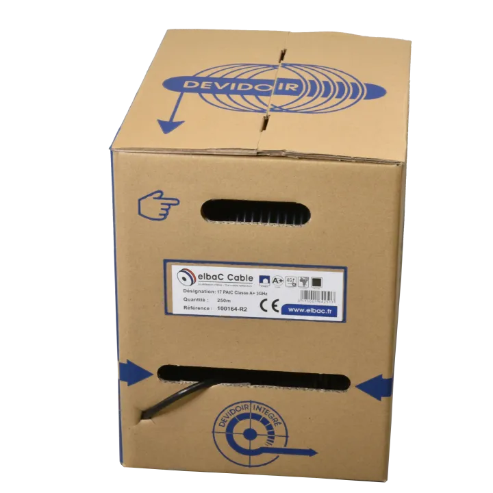 Box Câble Câble Coax 17Patc Classe A+ Noir Dévidoir 250M