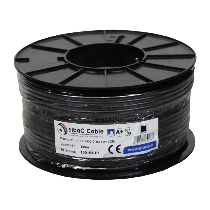 CABLE COAXIAL 17 PAtC classe A+ NOIR 100m