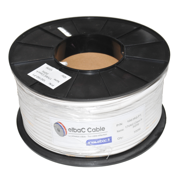 CABLE COAXIAL 17VAtC classe A triple écran BLANC 100m.