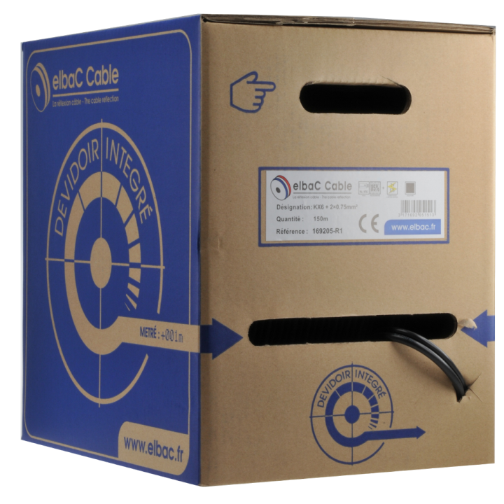 CABLE VIDEO KX6 + 2x0.75  Nappe  box de 150m.   169205-R1