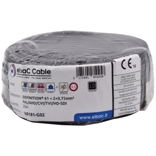 CABLE VIDEO+ALIM - iDEFI.61+2x0.75 Couronne 25 M