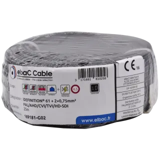 Câble Video+Alimentation - Idefi61+2X075 Couronne 25 M