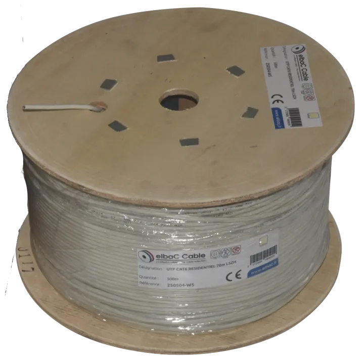 Câble Utp Cat6 Residentiel 70M Lszh Bob. Bois 500 M