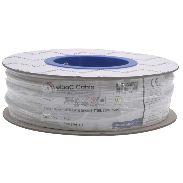 UTP CAT6 RESIDENTIEL 70m LSZH Bob. cart. 100 M