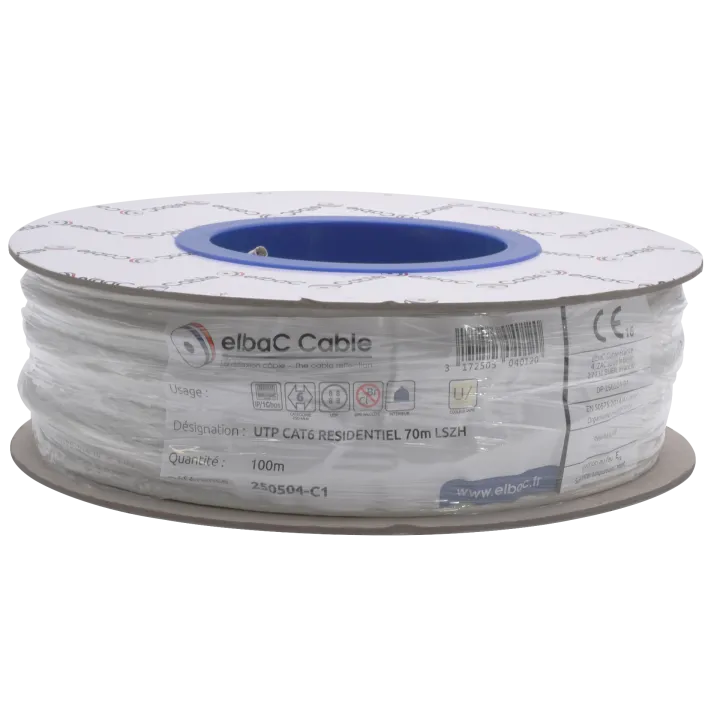 Câble Utp Cat6 Residentiel 70M Lszh Bob. Cart. 100 M