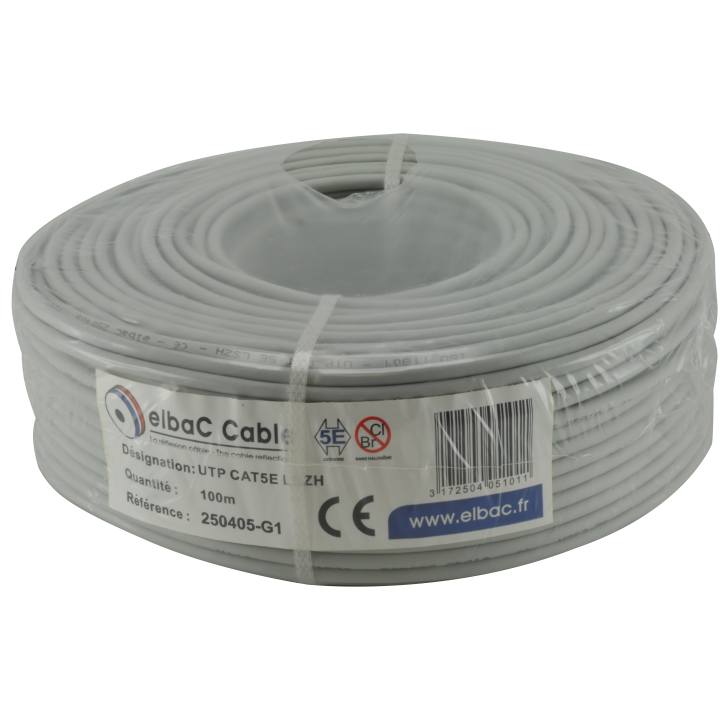 CABLE RESEAU cat5  UTP 4paires   250405-G1  rouleau de 100m