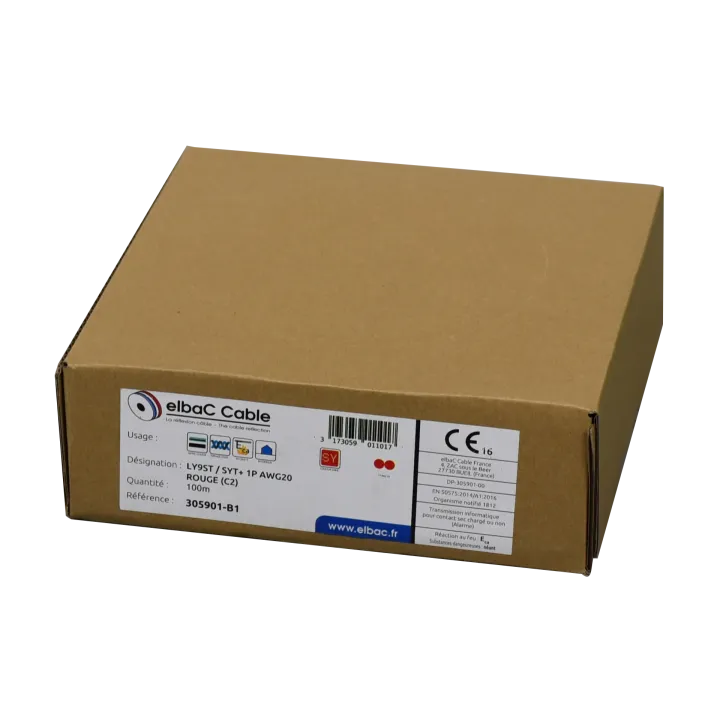 Câble Syt+/Ly9St 01P Awg20 Rouge Boîte 100 M