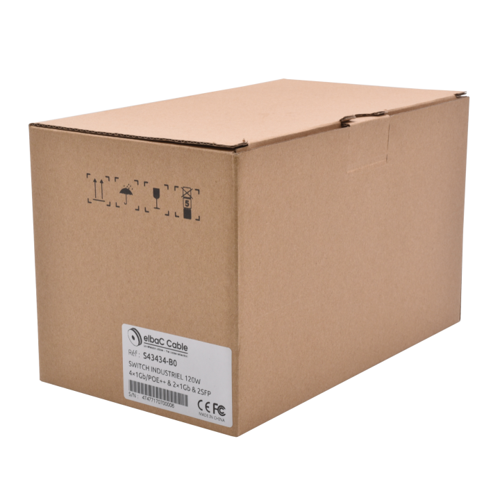 SWITCH INDUS 120W - 4×1Gb/POE+ & 2×1Gb (RJ45/SFP) Boite 1 PC