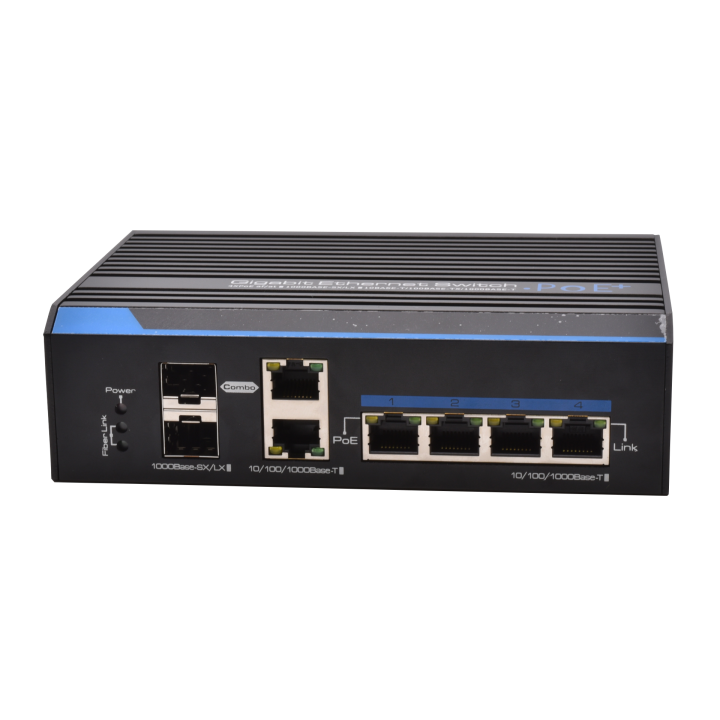SWITCH INDUS 120W - 4×1Gb/POE+ & 2×1Gb (RJ45/SFP) Boite 1 PC